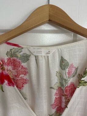 LC Lauren Conrad White Top with Pink Floral Print